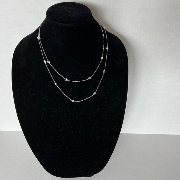 GABI RIELLE Sterling Silver Cubic Zirconia Station Wrap Long Necklace - Picture 2 of 10